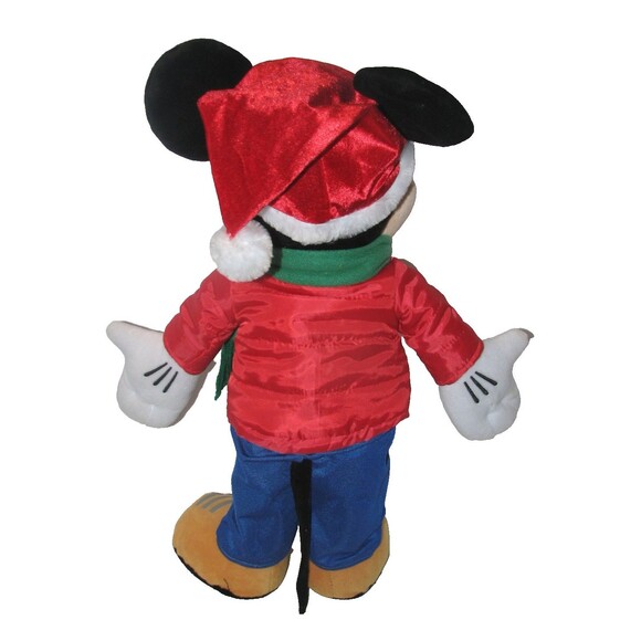 Disney Mickey Mouse Red Winter Coat Santa Hat Christmas Holiday Greeter 20" - Picture 2 of 3